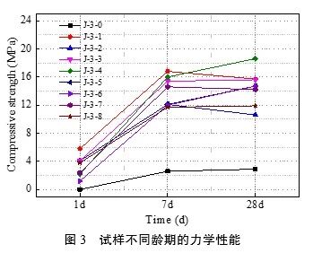 试样不同龄期的力学性能 试样不同龄期的力学性能