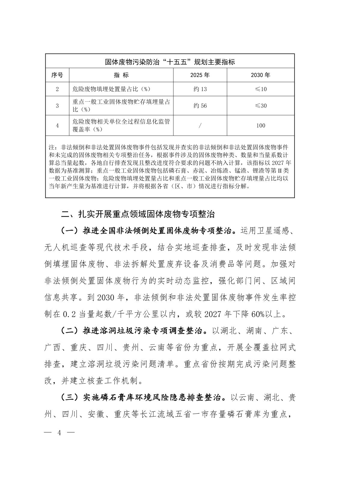 《固体废物污染防治“十五五”规划》